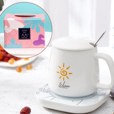 China Yule Milk Tea Water Warmer Desktop Heat Cup Warmer Cup Wireless Cute Coffee Mug Electronic Cup Heater Set With Battery for sale