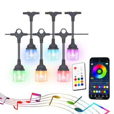 China Residential String Lights Heavy Duty LED Color Changing Outdoor Waterproof Wireless String Lights Cafe Lights Commercial Grade for sale