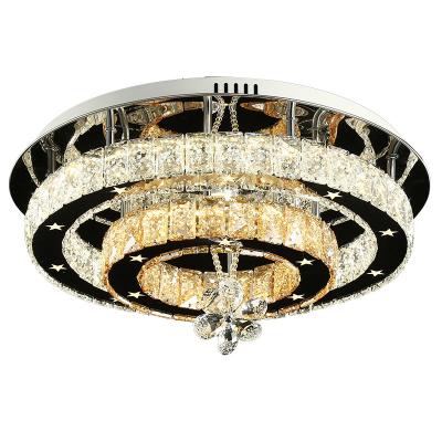 China Surface Mounted Wholesale New Design Crystal LED Light Modern Stainless Steel Led Crystal Ceiling Lighting K9 Crystal Bedroom Ceiling Lamp for sale