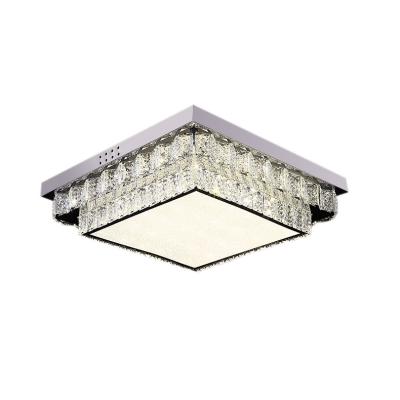 China Modern Square Crystal Light Outdoor Mounted Stainless Steel 110V 220V Led Ceiling Lamp Luxury Crystal Ceiling Lamp for sale