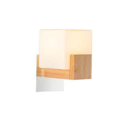 China Modern Minimalist Led Wall Lamp Bedroom Bedside Lamp Study Living Room Balcony Balcony Stair Light Wooden Creative E27 Light Source for sale