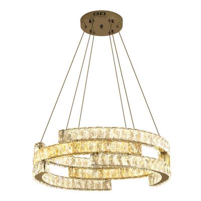 China Modern Stainless Steel LED K9 Crystal Chandelier Remote Control Modern Pendant Light Hanging Chandelier Led Modern Lamp for sale