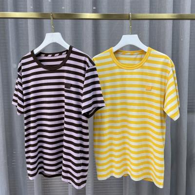 China HOUSE Breathable 21 Classic Wild Basic Striped Organic Knitted Short Sleeve Women Spring And Summer New Products Cotton T-shirt for sale