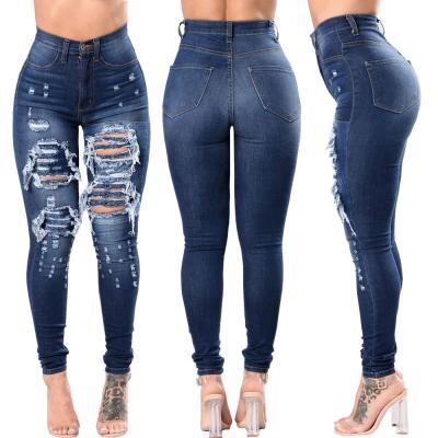 China QUICK DRYING High waist noise college elastic fit pants foreign trade pencil thin gaiters jeans for sale