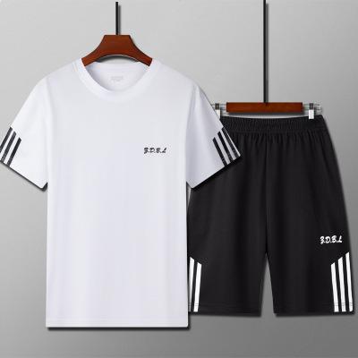 China Summer new QUICK DRY men's sports suit shorts thin short sleeve T-shirt half sleeve loose wild fashion casual round short sleeve for sale