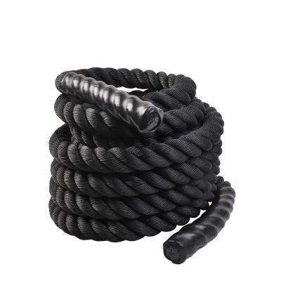 China Custom Non-Slip Nylon Cross Support Power Equipment OEM Logo Exercise Black Workout 30ft Strength Training Mount Gym Battle Rope for sale