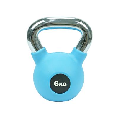 China Home Gym Paint-Baked Logo Cross Fit Colored Dumbbell Custom Vinyl Coated Cast Iron Rubber Coated Kettlebell for sale