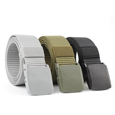 China Custom Made Outdoor Woven Fabric Army Tactical Men's Web Nylon Belt 3.8cm Nylon Belt With Laser Plastic Logo for sale