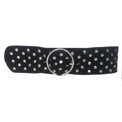 China Classic Soft Wide Waist Belt Women Velvet Belt Fashion Wide Belt With Fashion Stud for sale