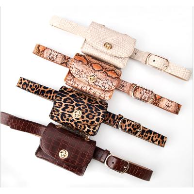 China 2021 new fashion snake print belt casual wear classic high quality lady waist bags with diagonal chain belt female belt for sale