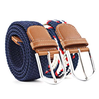 China Men's Women's Classic Belt Elastic Braided Canvas Belt With Alloy Buckle Hardware for sale