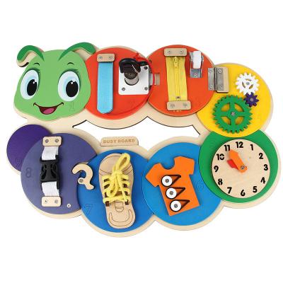 China Playing 2023 Hot Selling Children'S Caterpillar Busy Board Toy Wooden Early Education Puzzle Enlightenment Unlock Game Board for sale