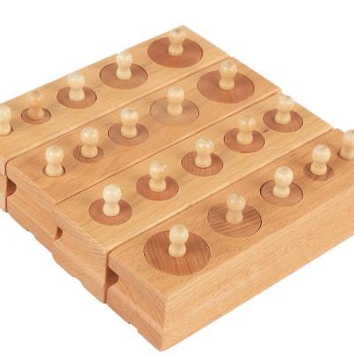 China Environmental Wooden toys Montessori Educational Cylinder Socket Blocks Toy Baby Development Practice and Senses cylinder montessori for sale