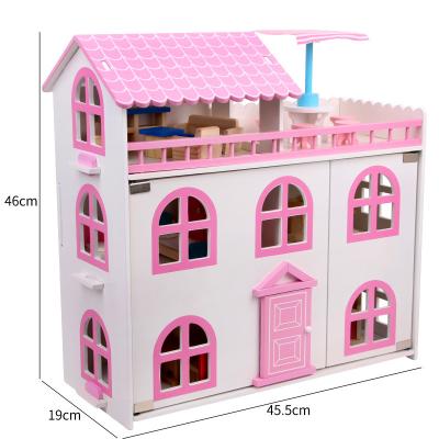 China Environmental Material Indoor Children Funny Pretend Furniture Wooden Toy Handmade House Diy for sale