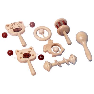 China Musical Infants and Young Children Grasp Wooden Rattle Rattle and Newborns Can Chew Baby Comfort Toy Set for sale