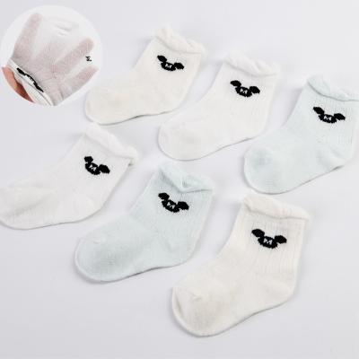 China New Spring And Summer Breathable Combed Cotton Mesh Baby Socks 0-3 Year 1bags 5pcs for sale