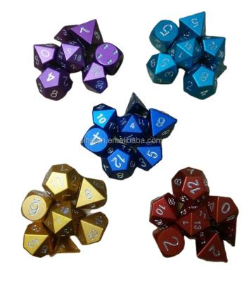 China Shaped squares die cut polyhedral metal die set 7pcs, black metal game RPG dice 7pcs set of d4 d6 d8 d10 d12 d20 d% for sale