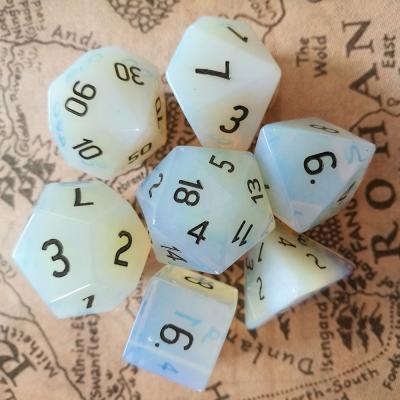 China Polyhedral Dice Set 7pcs Dies Polyhedral Stone Opal Dice Set For Board Game for sale