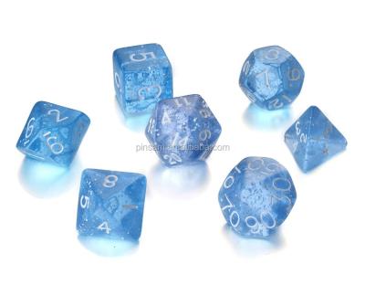 China Shaped Squares Die Cut Blue Acrylic Dice Set Mini Polyhedral Dice For Board Game From Manufacturer for sale