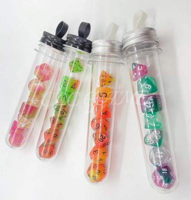 China Acrylic High Quality Transparent Tube Dies For 7pcs Per RPG And DND Set Die Cut Game for sale