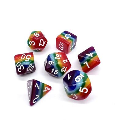 China Polyhedral Dice Set 7pcs Custom Flexible Polyhedral Dice Rainbow DND Set Dice For Dungeons And Dragons (D&D Pathfinder & Role Playing Game Dice) for sale