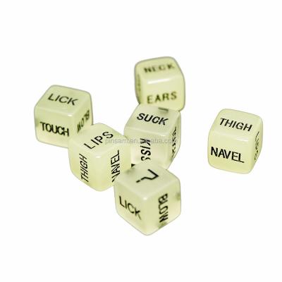 China New Design Acrylic Glowing Sexy Dice Game Dice for sale