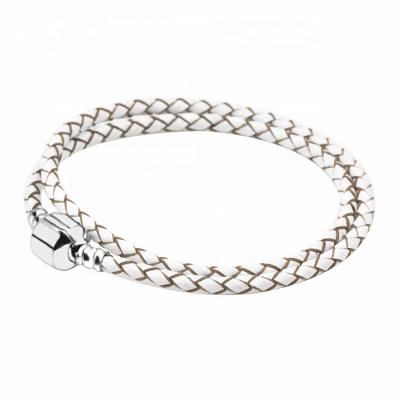 China National Wind Woven Charm Doubles Silver Leather Bracelet Couple Leather Bracelet for sale