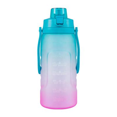 China Viable In Stock 2000ml Gradient Plastic Bottles BPA Free GYM Motivational Water Bottle With Time Marker for sale