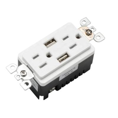 China TR-BAS15-2USB Residential/General Purpose Wall Outlet with 15 Amp Receptacle Duplex USB Charger for sale