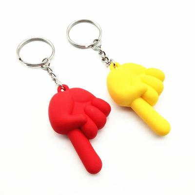 China Promotion Car Keychain Big Thumbs Fingers Cute 3d Custom PVC Keychain Toys Key Rings for sale