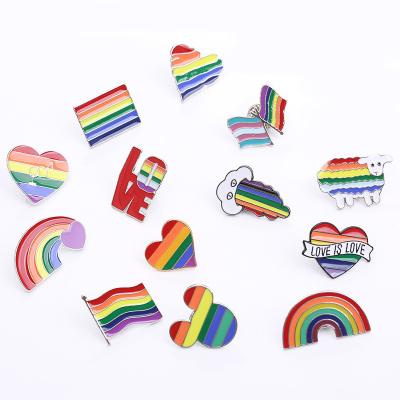 China China Creative Rainbow Heart Flag Enamel Pins Love is love Gesture Pattern LGBT Brave  Bag Lapel Badges Jewelry Gifts for sale