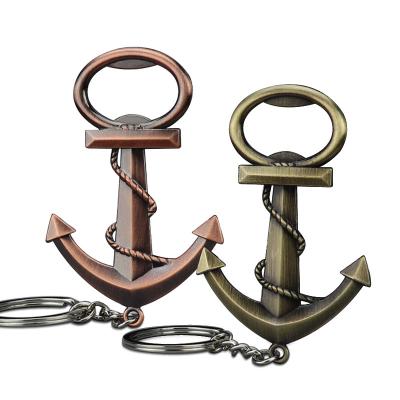 China Sustainable Keyring Bottle Opener Wholesale Metal Boat Anchor Keychain Beer Bottle Opener with Logo for sale