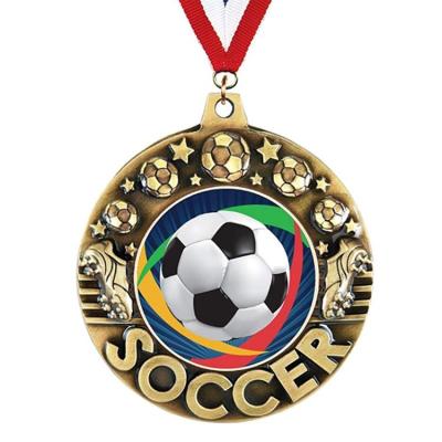 China Eco-friendly Cheap price OEM gold medal zinc alloy soccer football custom sport medals sublimation medals for sale