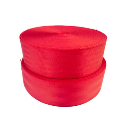 China Polyesters Yarn Factory Directly Wholesale 47mm OEM Red Color High Strength Polyester Safety Webbing Harness Strap For Car Seat Belt for sale