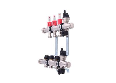 China Long Red Flow Meter Central Heating Radiator Manifold / Balancing In Floor Heat Manifold for sale