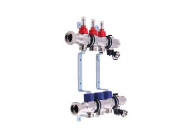 China 6 Loop Radiant Brass Underfloor Heating Manifold With Auto Drain Valve for sale