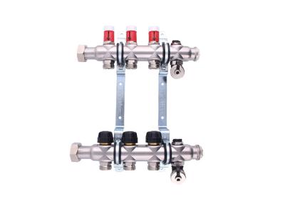 China Russia Style Long Flow Meter Manifold For Underfloor Heating With JK Mini Drain Valve for sale