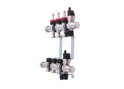 China Brass Warmafloor Underfloor Heating Manifold With Two Auto Drain Valve for sale