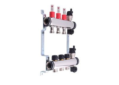 China Short Flowmeter Floor Heating Manifold S.S 304 Radiant Heat Manifold for sale