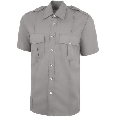 China Customize 100% Polyester short sleeve button up formal officer uniform men grey security guard shirts for sale