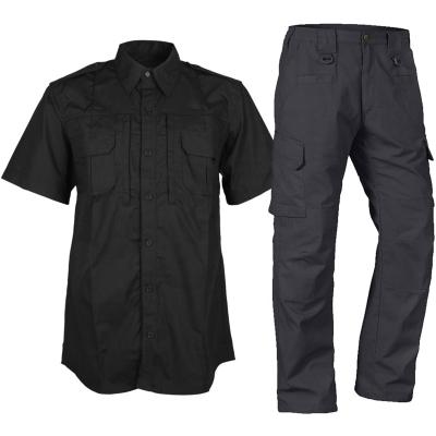 China Customize policer ripstop shirt and cargo pant tactical men black security guard uniform suit for sale