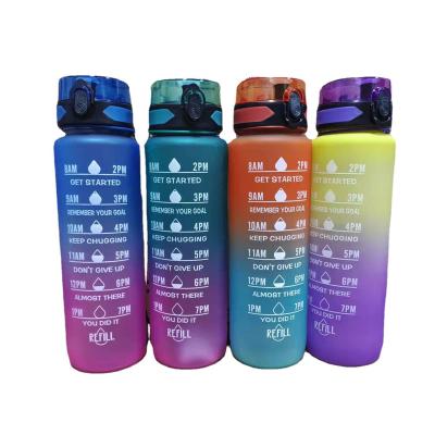 China Best Selling Stocked 1000ml Ins Gradient Color BPA FREE Amazon Free Straw Portable Fashion Sport Plastic Water Cup Gym Fitness for sale