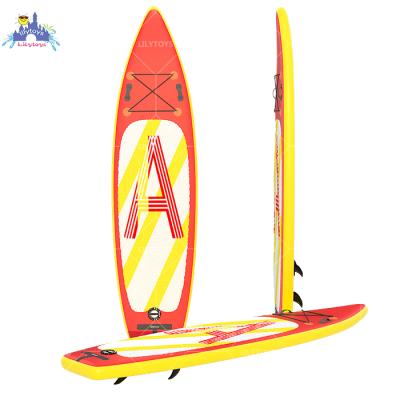 China Factory price high quality unisex lilytoys inflatable paddle board surfing customized printing yellow backing up surfing board for sale