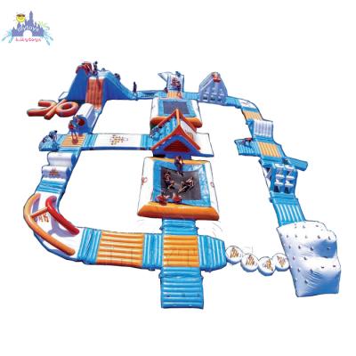 China high quality 0.9mm pvc tarpaulin inflatable floating water park for all water place for sale