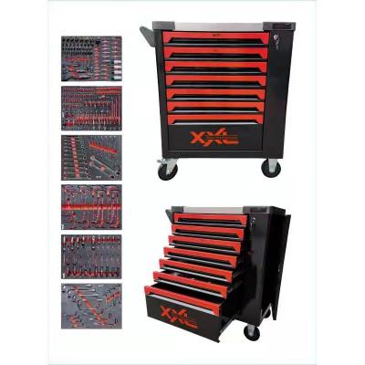 China High Quality 186pcs DIY Tools 6/7 Drawers Hand Tools Cabinet Trolley Tool Kit With Stainless Steel Top for sale