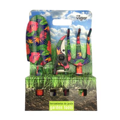 China 3pcs LAWN AND GARDEN Floral Printed Tool Kit Garden Tool Kit Printed Women Tool Kit for sale