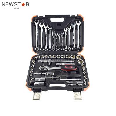 China Heavy Duty Engine Repair 61pcs Double Color Tool Box Socket Wrench Set for sale