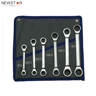 China 6 Pcs Convenient Professional Double Ring Ratchet Wrench In Tool Bag for sale