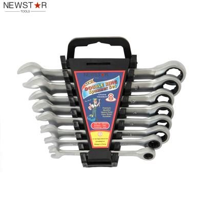 China 8Pcs Portable Matt Metric Gear Ratchet Wrench Set in Plastic Holder for sale