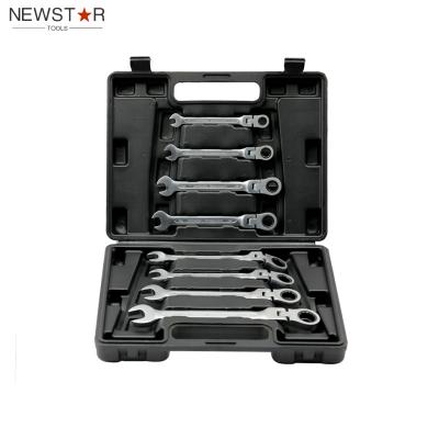 China Portable 8Pcs DIN Metric Flexible Ratchet Wrench Set In Knock Resistant Case for sale